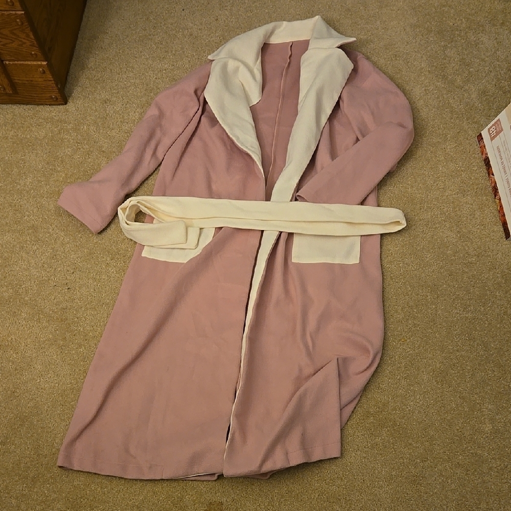 Pink and Cream Women's Coat